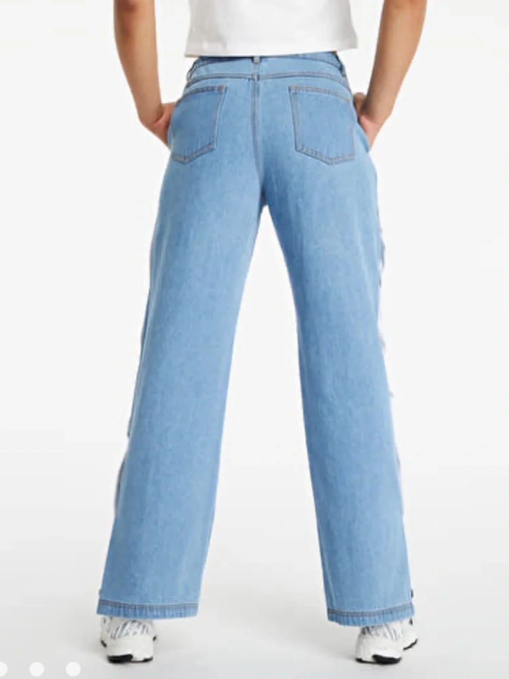 Adidas Denim Adibreak Pants Blue Snap Side Stripe Track Jeans Women S 25x29 - Picture 15 of 16